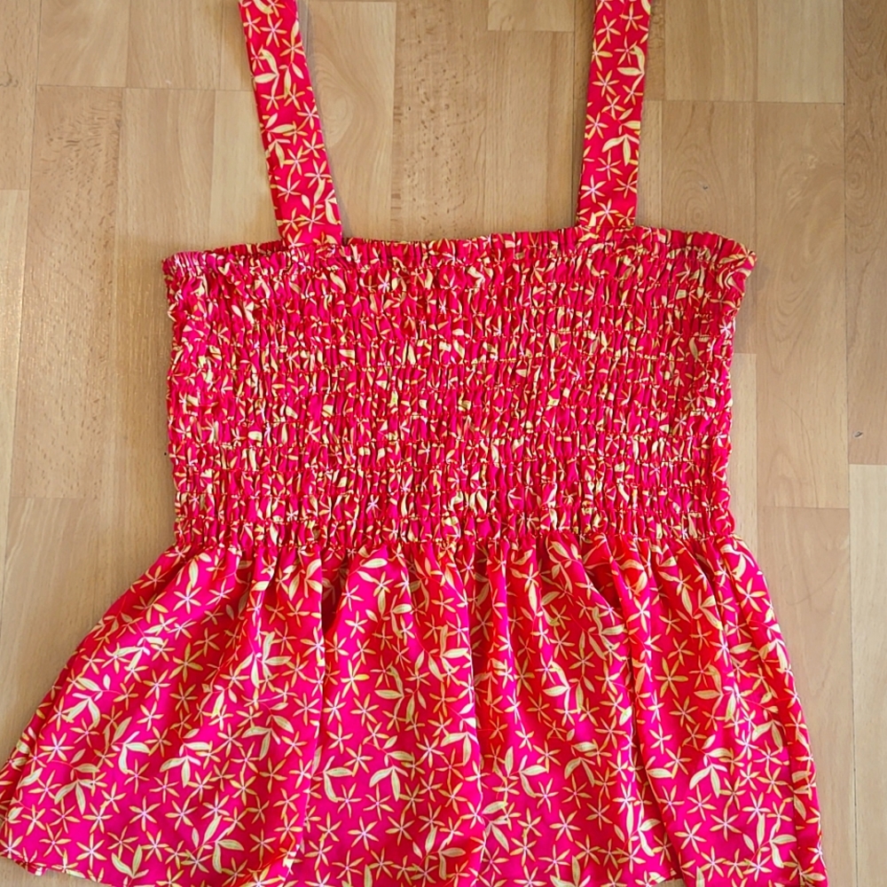 Pink Floral Smocked Women's Top